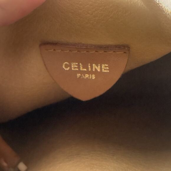 CELINE Macadam 5oc1981 Brown PVC Shoulder Bag Zip Pocket Vintage Authentic - Picture 11 of 12
